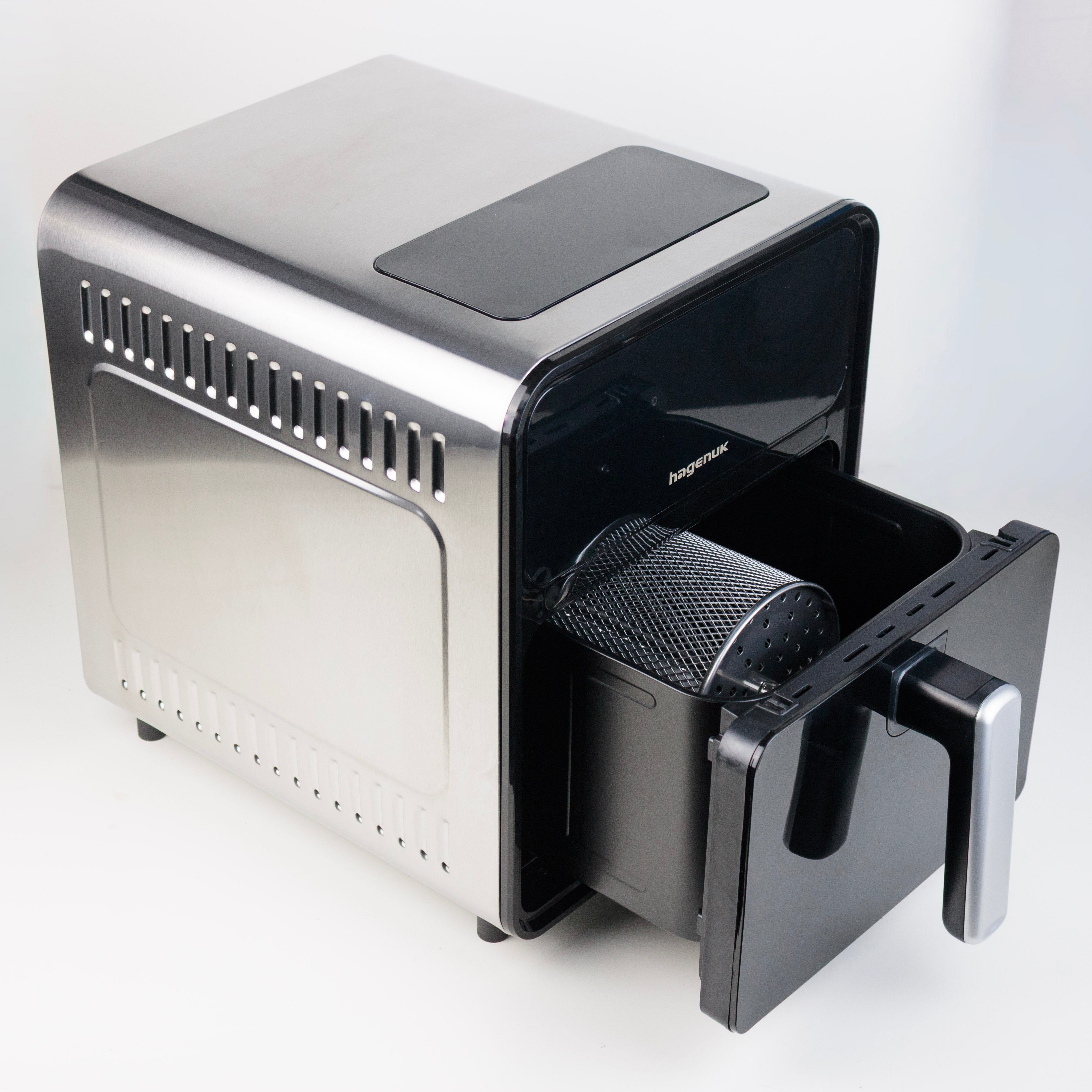 Heißluftfritteuse mit rotierendem Frittierkorb